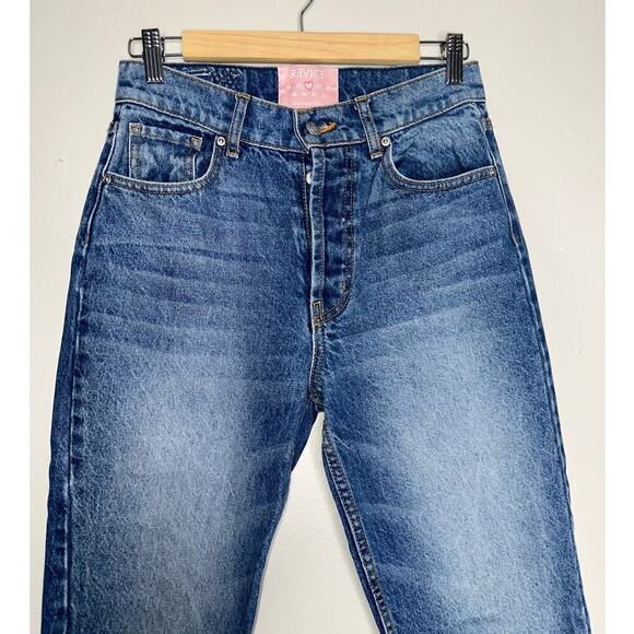 Revice StarGirl High Rise Button Fly Straight Leg Jeans Solid Blue Size 26 - Picture 3 of 6
